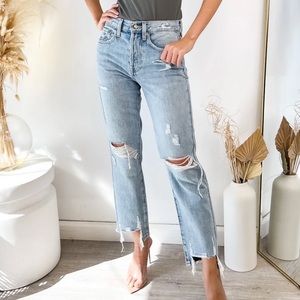 Pistola Charlie Ripped High Rise Straight Jeans